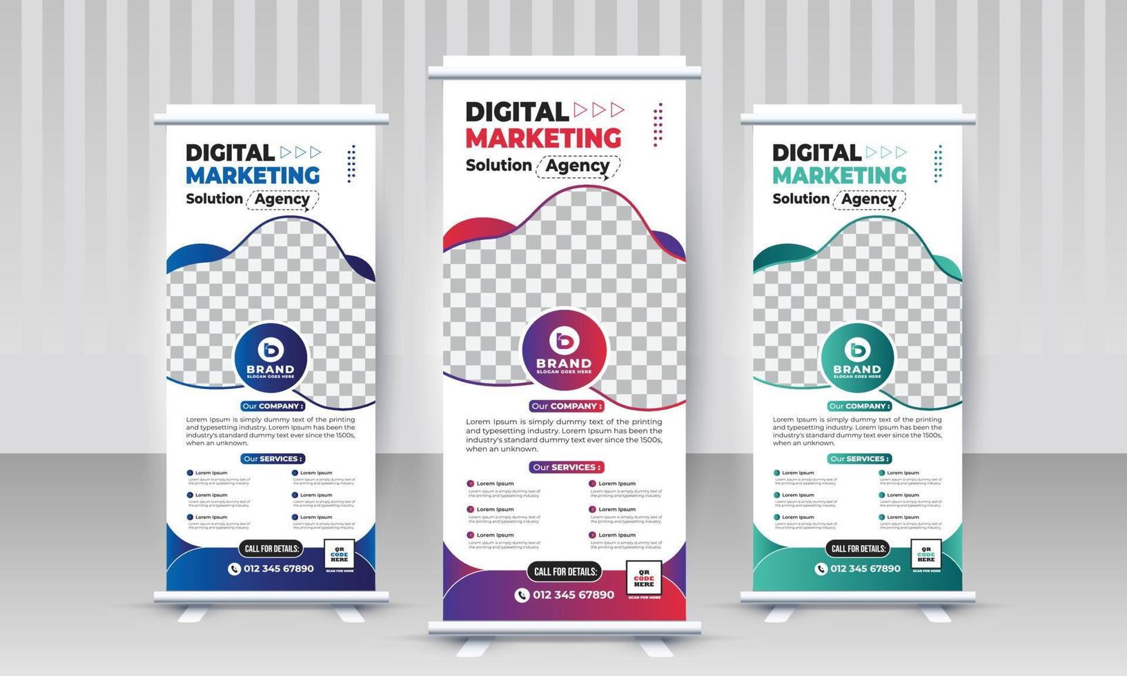 creativo moderno moderno marketing corporativo negocio standee x rollup pullup señalización retráctil banner diseño vector plantilla