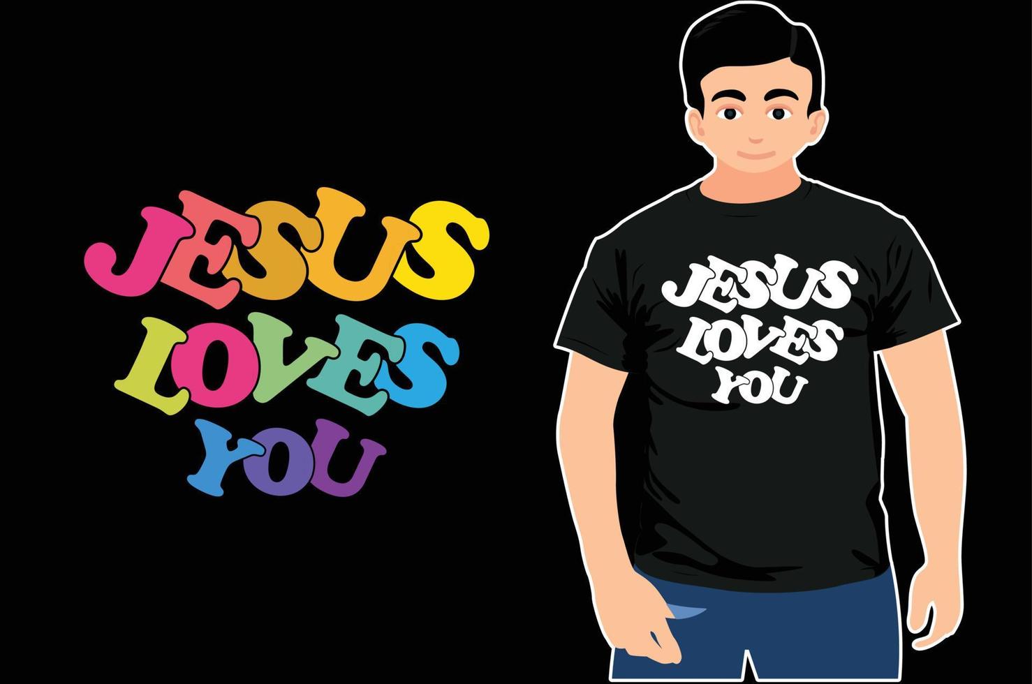 Jesus Lover T-shirt. Jesus Loves You. Christmas T-shirt Design.Typography Vector Design.