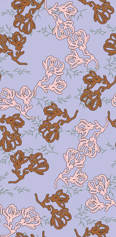 Seamless Floral Pattern in vector.Wild flowers, leaves, branches, candies repeat pattern design set.Handmade. Wallpaper, fabric or design of gift paper. vector