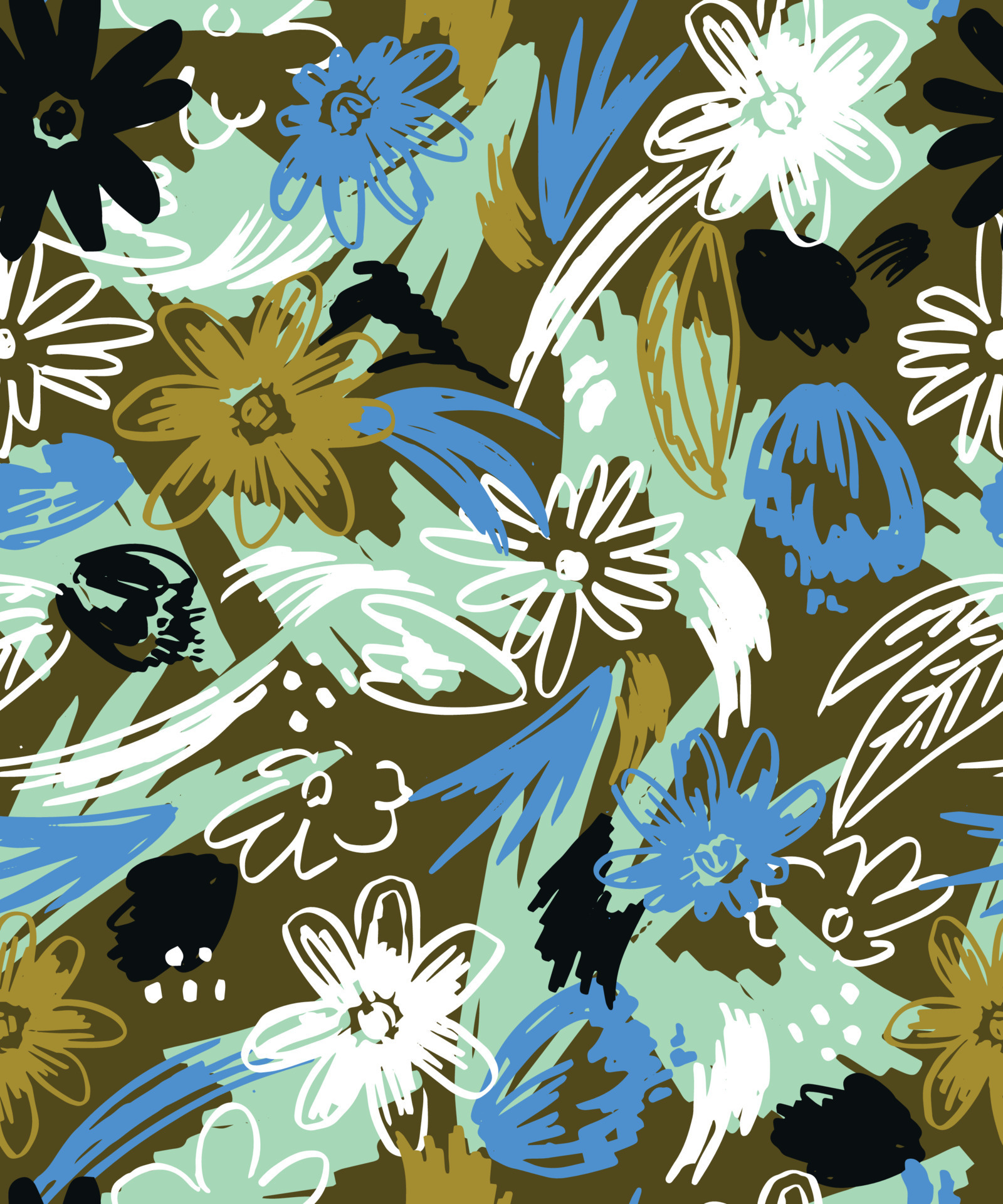 Wild flowers, leaves, branches, candies repeat pattern design .  Wallpaper, fabric or design of gift paper. Vector  for  bed linens, fabric, textiles, wallpaper. 13322883 Vector Art at Vecteezy