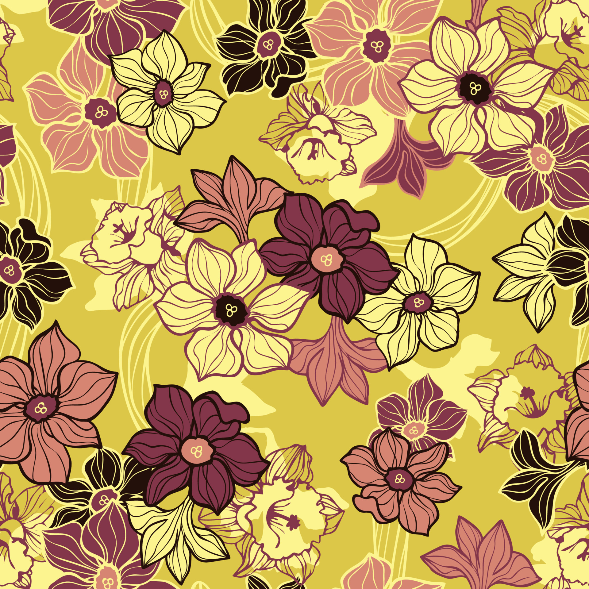 Wild flowers, leaves, branches, candies repeat pattern design .  Wallpaper, fabric or design of gift paper. Vector  for  bed linens, fabric, textiles, wallpaper. 13322884 Vector Art at Vecteezy