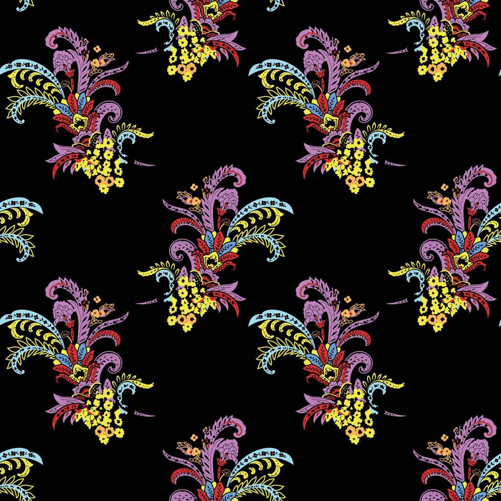 Seamless Floral Pattern in vector.Wild flowers, leaves, branches, candies repeat pattern design set.Handmade. Wallpaper, fabric or design of gift paper. vector
