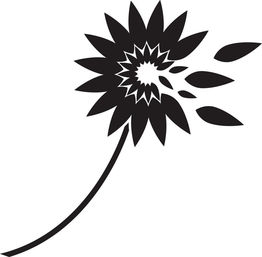 Dandelion black wind blowing scatters. vector