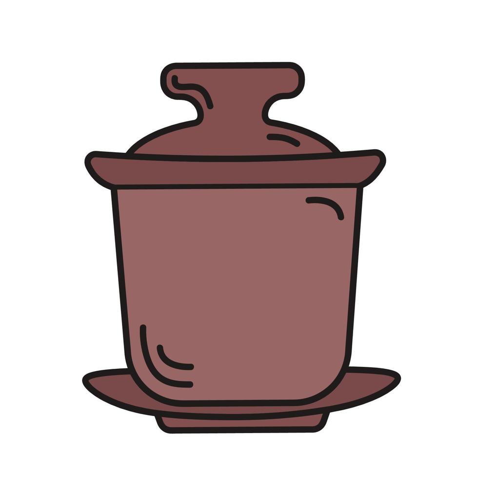 Doodle gaiwan with tea ceremony vector