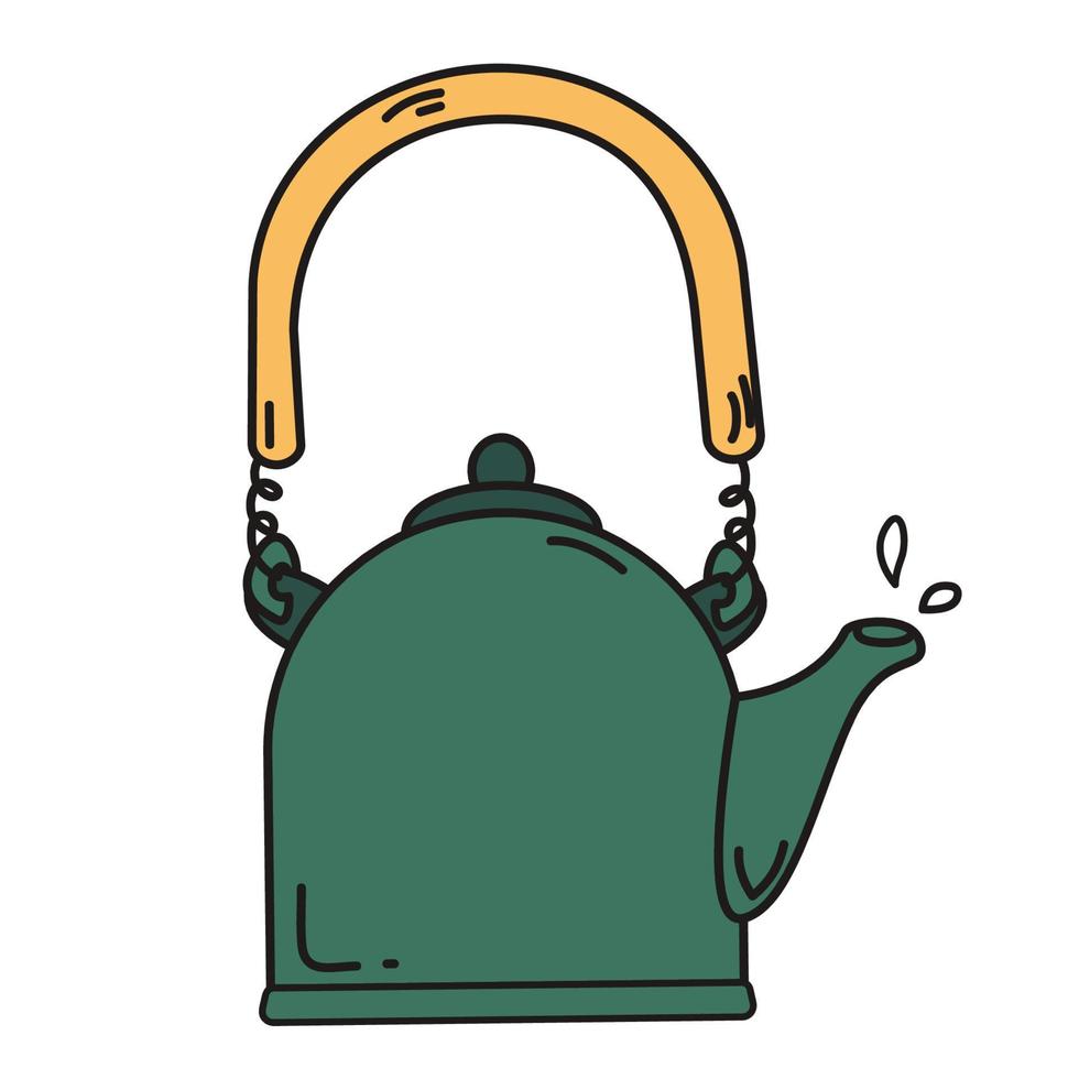 Teapot for tea ceremony. Doodle style vector