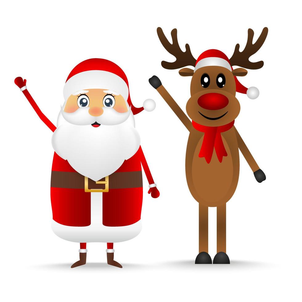 Snowman and Santa Claus look out the side on a white background vector