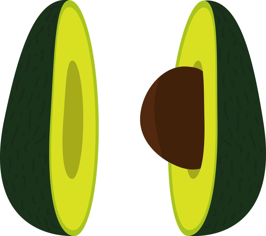 diseño impreso de mitades de aguacate con hoyo. vector