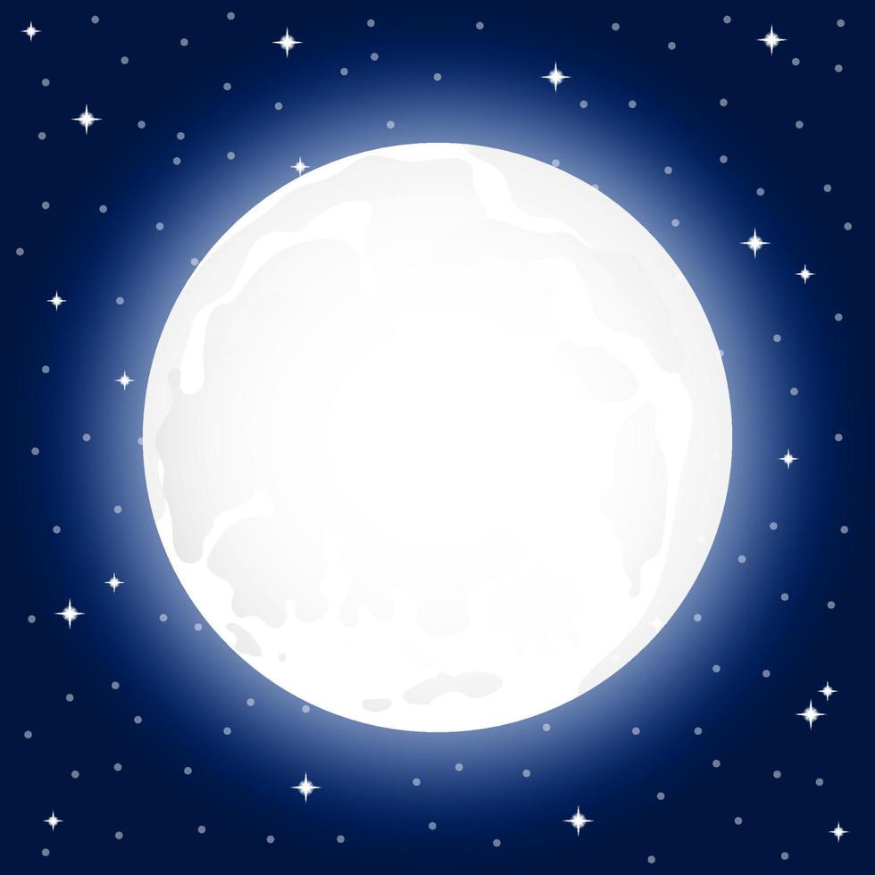 Moon with shining stars, vector illustration sky
