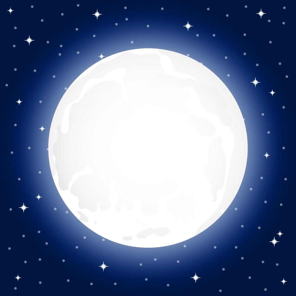 luna con estrellas brillantes, cielo de ilustración vectorial vector