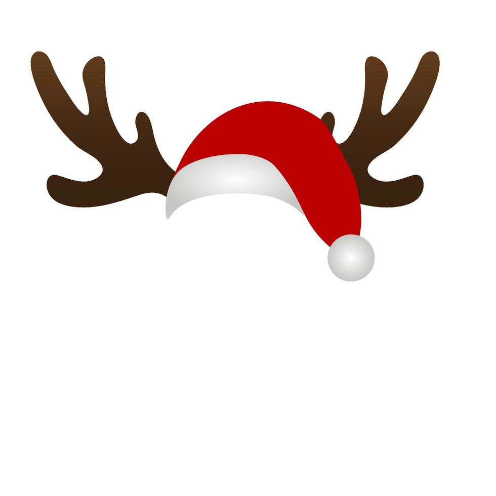 Template for a fun photo of Santa Claus hat and horn Christmas reindeer cartoon vector