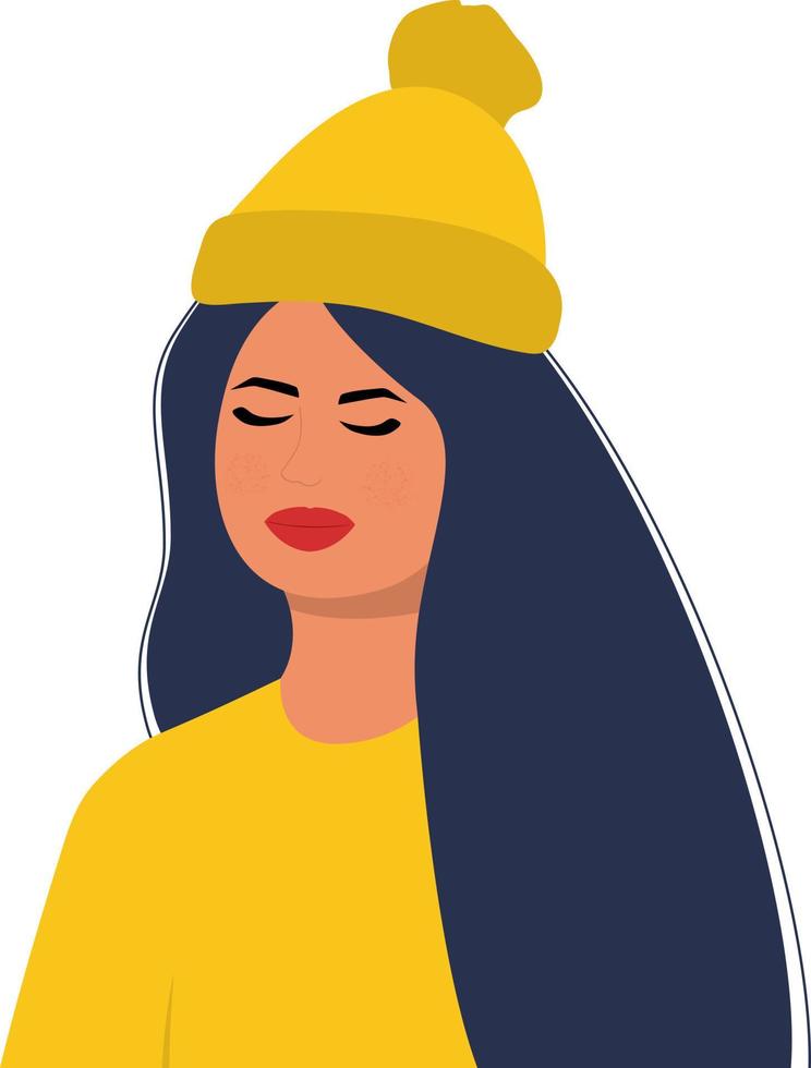 mujer joven en un sombrero. ilustración vectorial vector