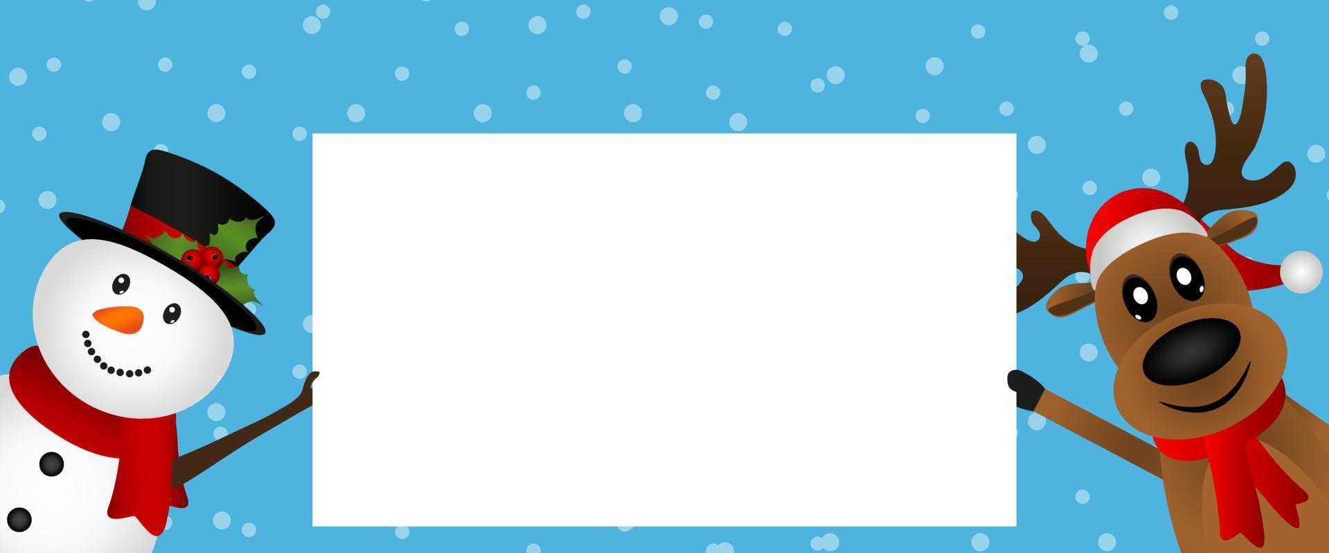 Snowman and Reindeer in banner vector