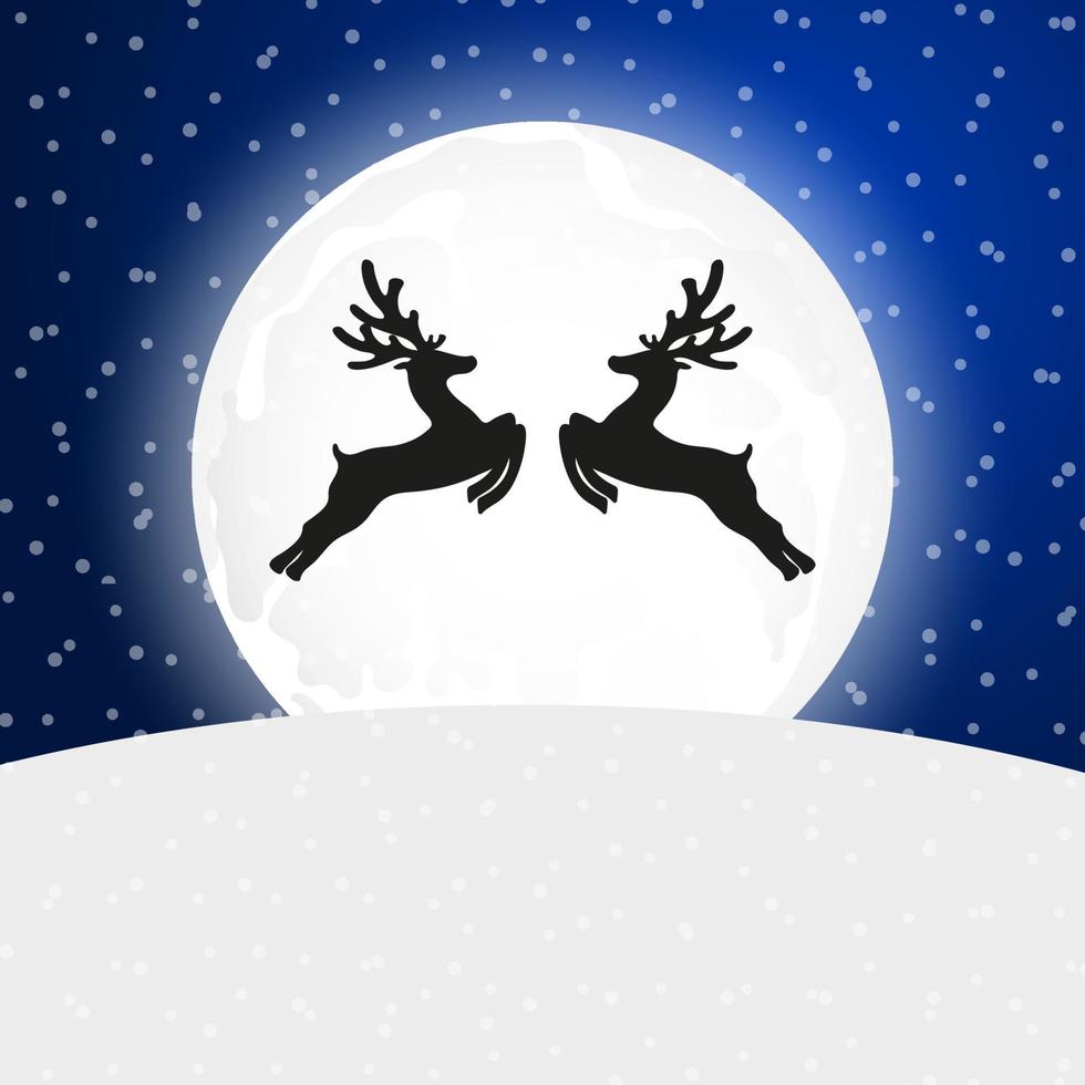 Reindeer on the background of the full moon vector