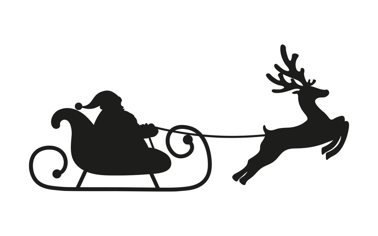 Santa Claus rides in a sleigh in harness on the reindeer vector