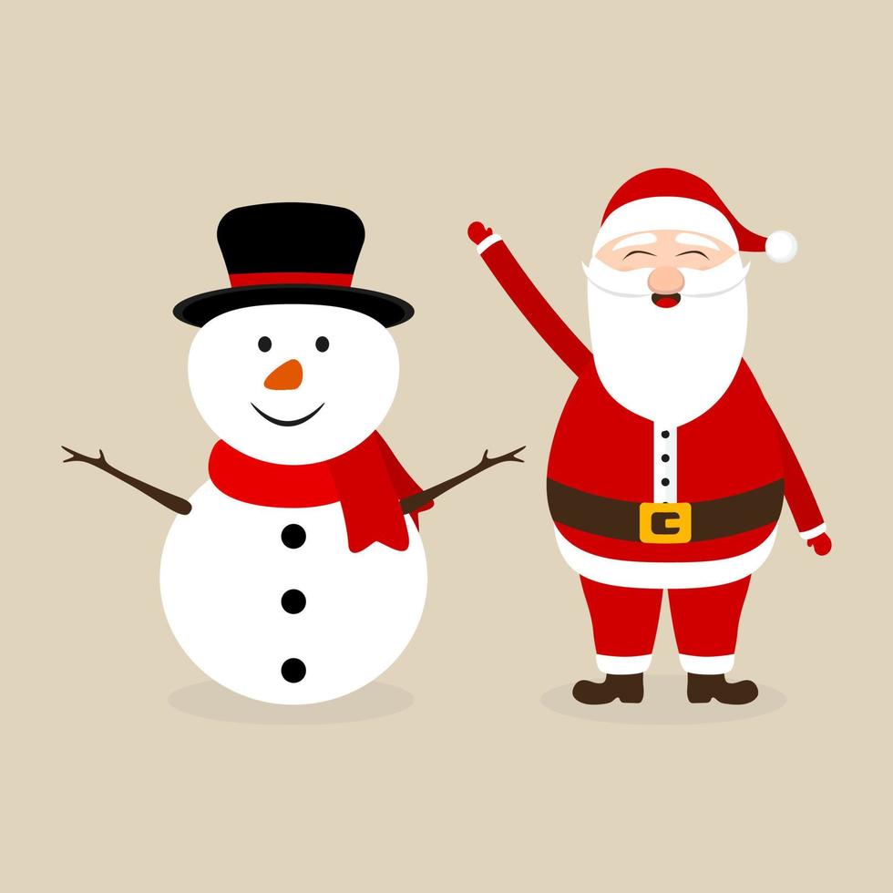 Santa Claus and Christmas snowman vector