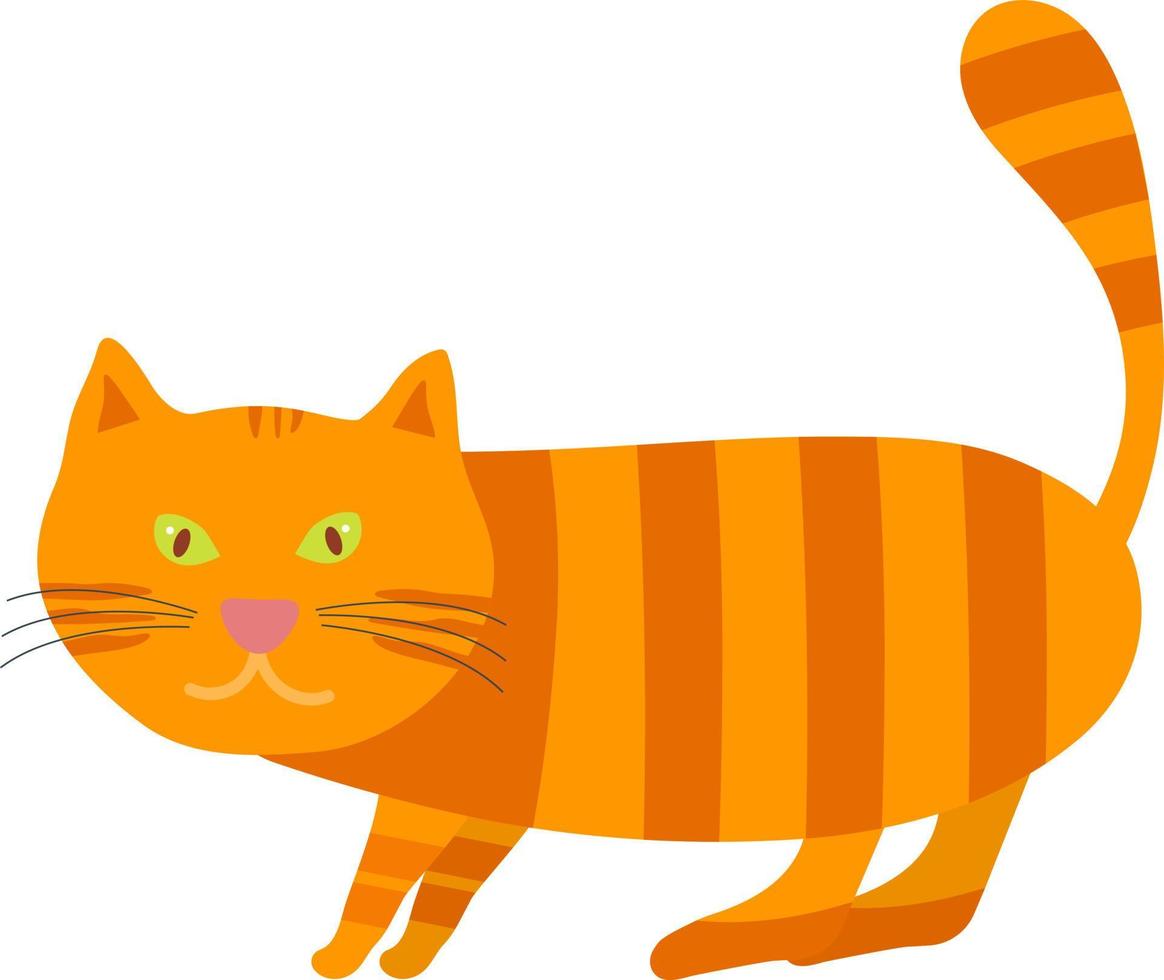 Cartoon orange cat with stripes. vector