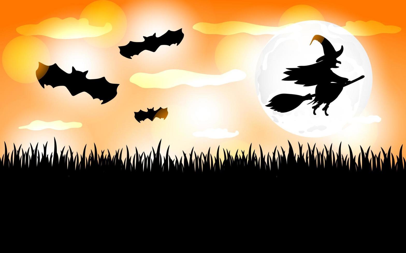 empanada de halloween bruja y murciélagos están volando bruja vector