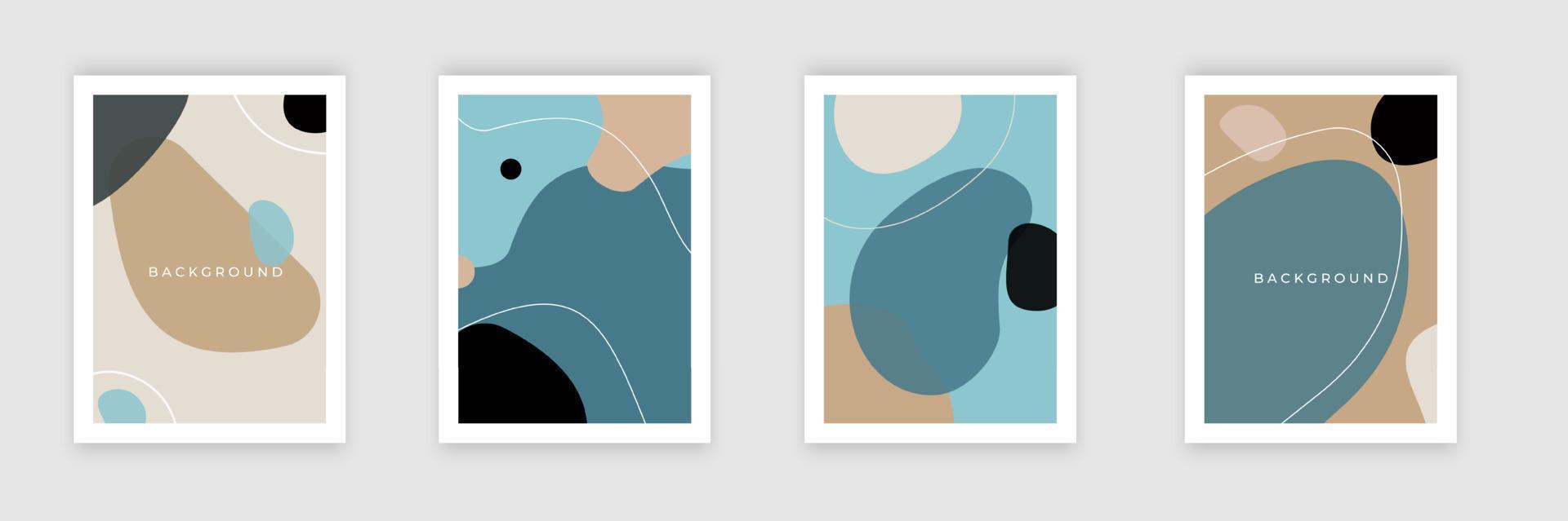 Set of eight abstract backgrounds. Hand drawn various shapes and doodle objects. Contemporary modern trendy vector illustrations. Every background is isolated. Pastel colors