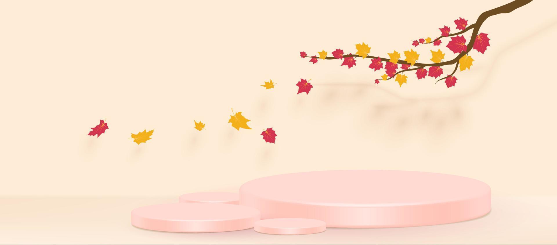 Autumn branch with falling leaves. Vector illustration.