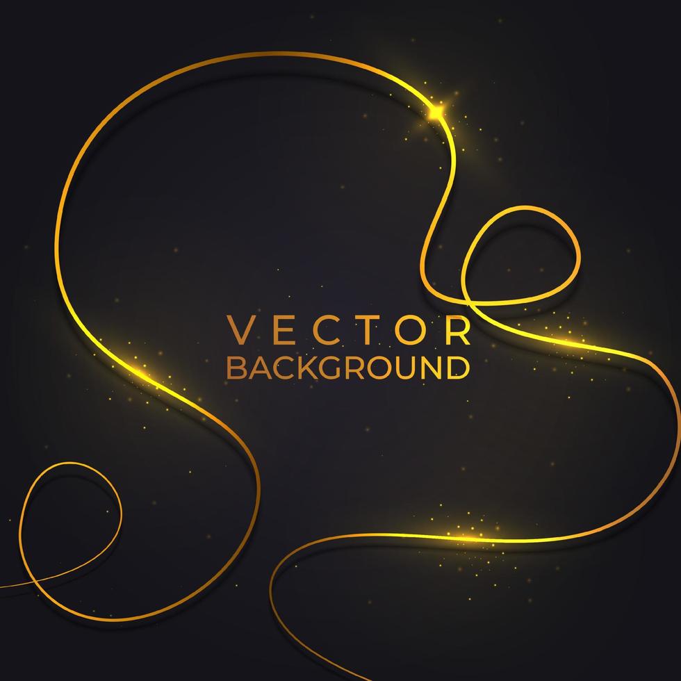 Two golden lines with light effects. Isolated on black transparent background. Vector illustration, eps 10.