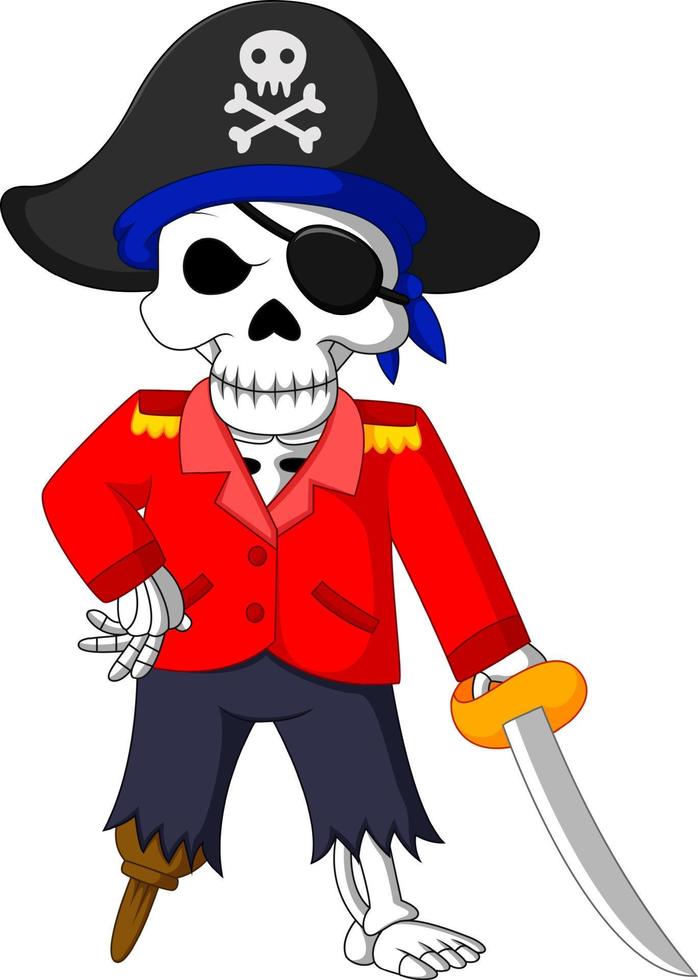 esqueleto pirata con espada vector