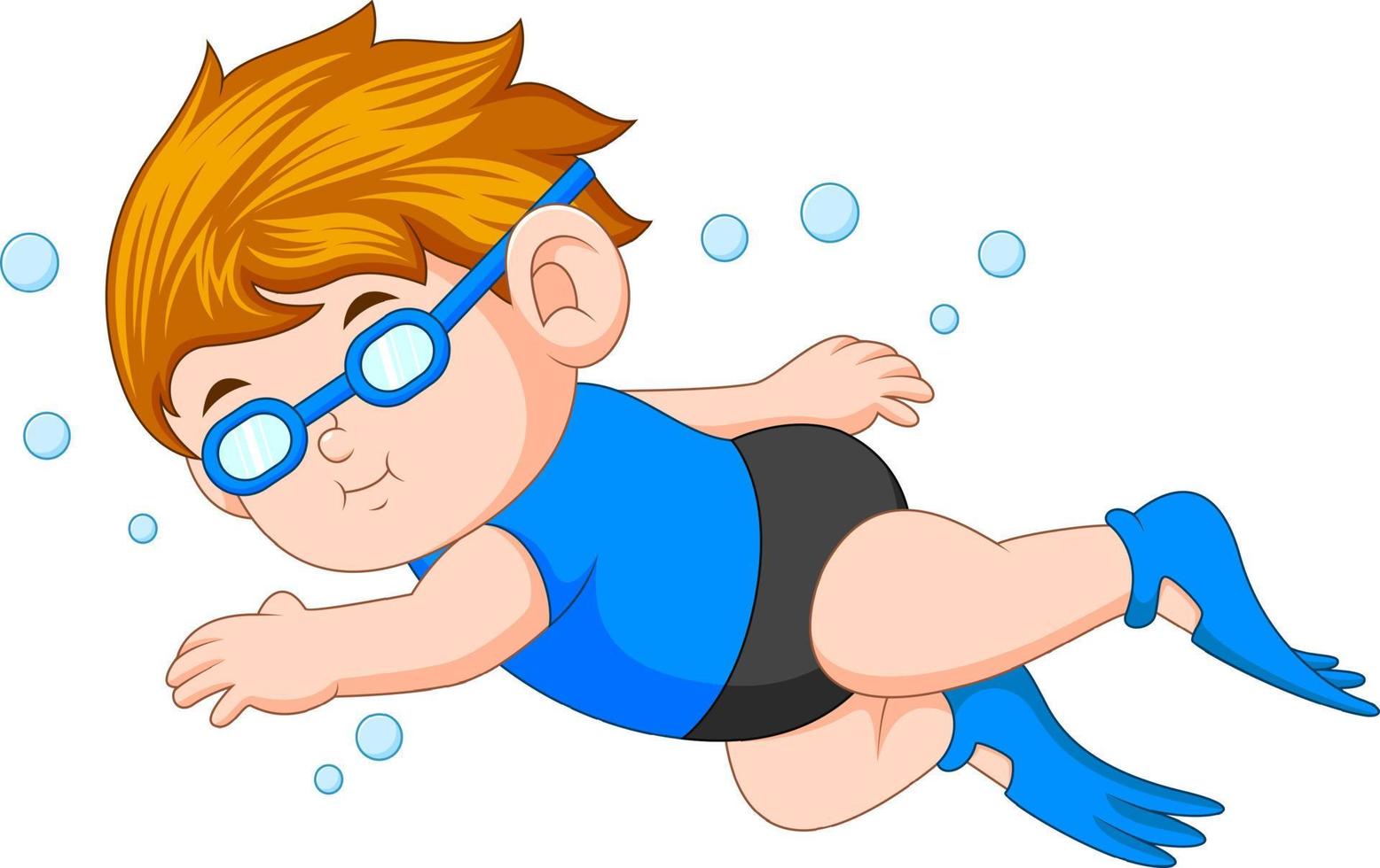 cute boy snorkeling vector