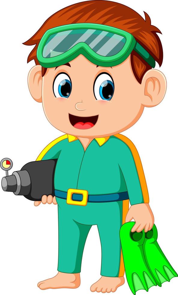 funny boy prepare to diving vector