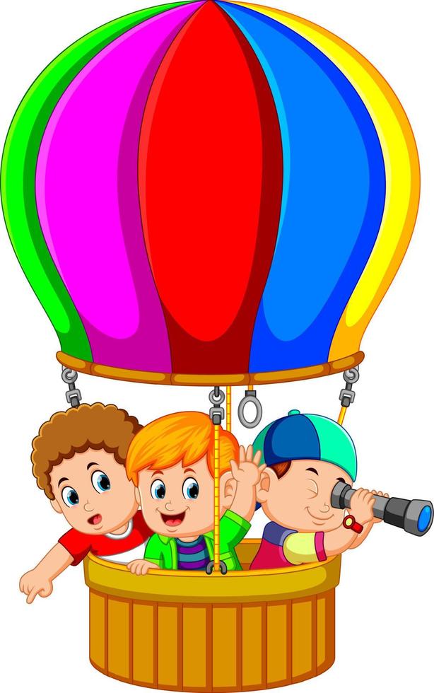 kids in a balloon vector