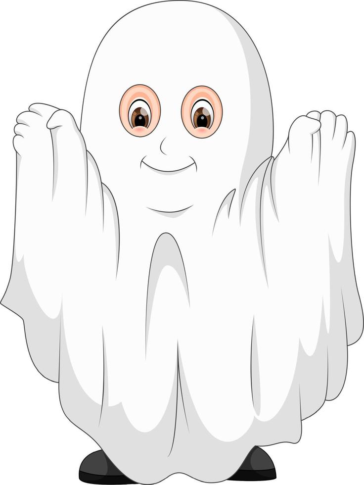 kid in a ghost costume vector