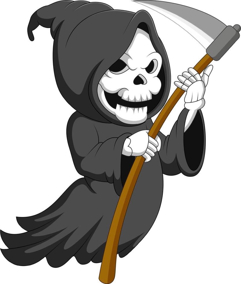 Cute cartoon grim reaper with scythe vector
