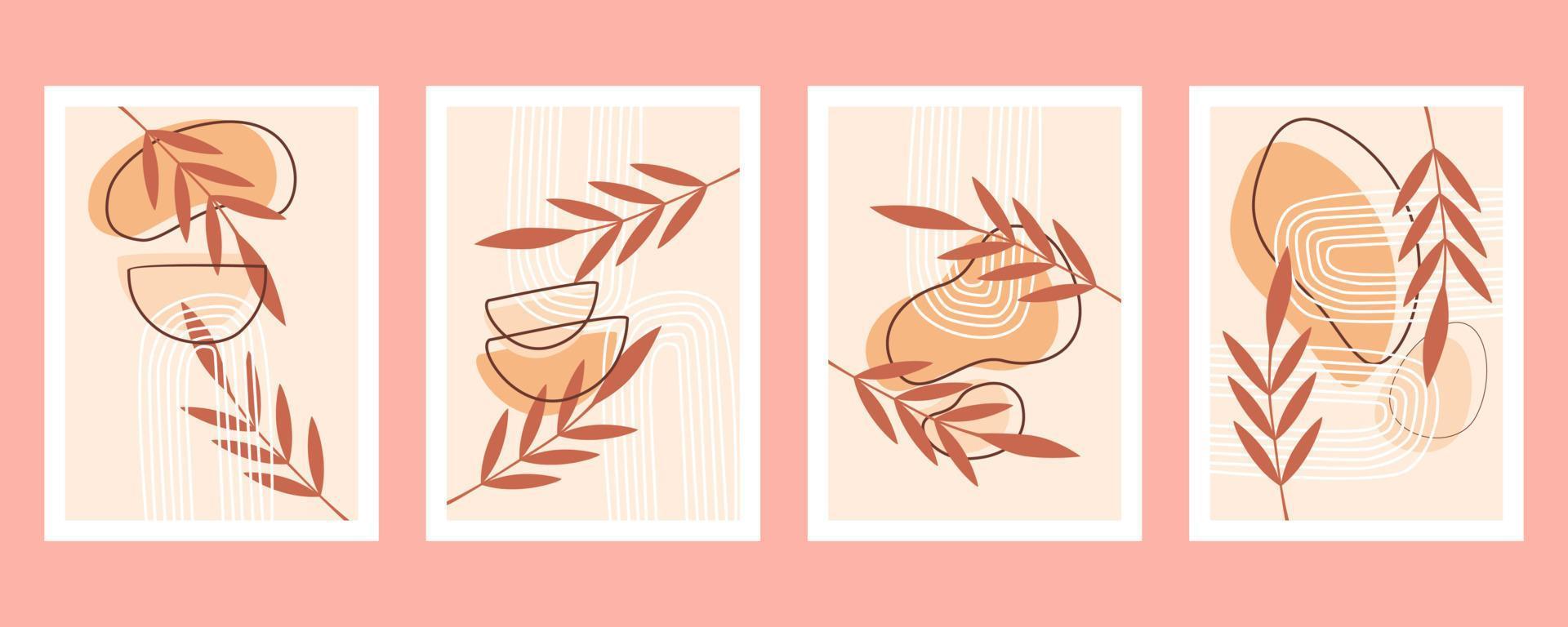 Abstract shape and leaf boho modern minimalist clipart vector