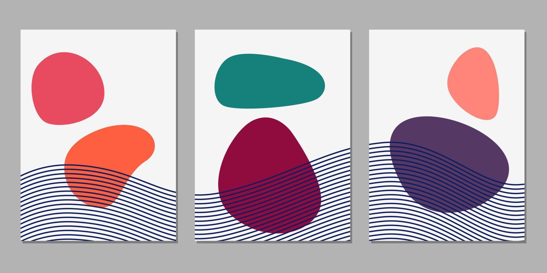 conjunto de tres plantillas de portada de póster boho estética moderna abstracta moderna moderna vector