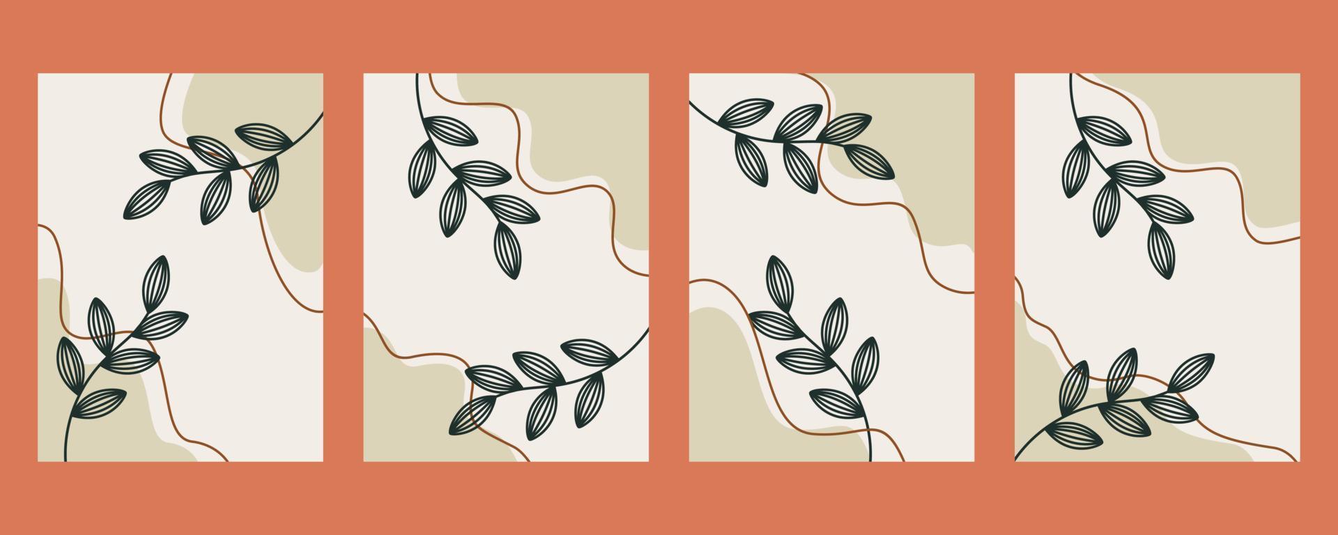 Abstract shape and leaf boho modern minimalist clipart vector