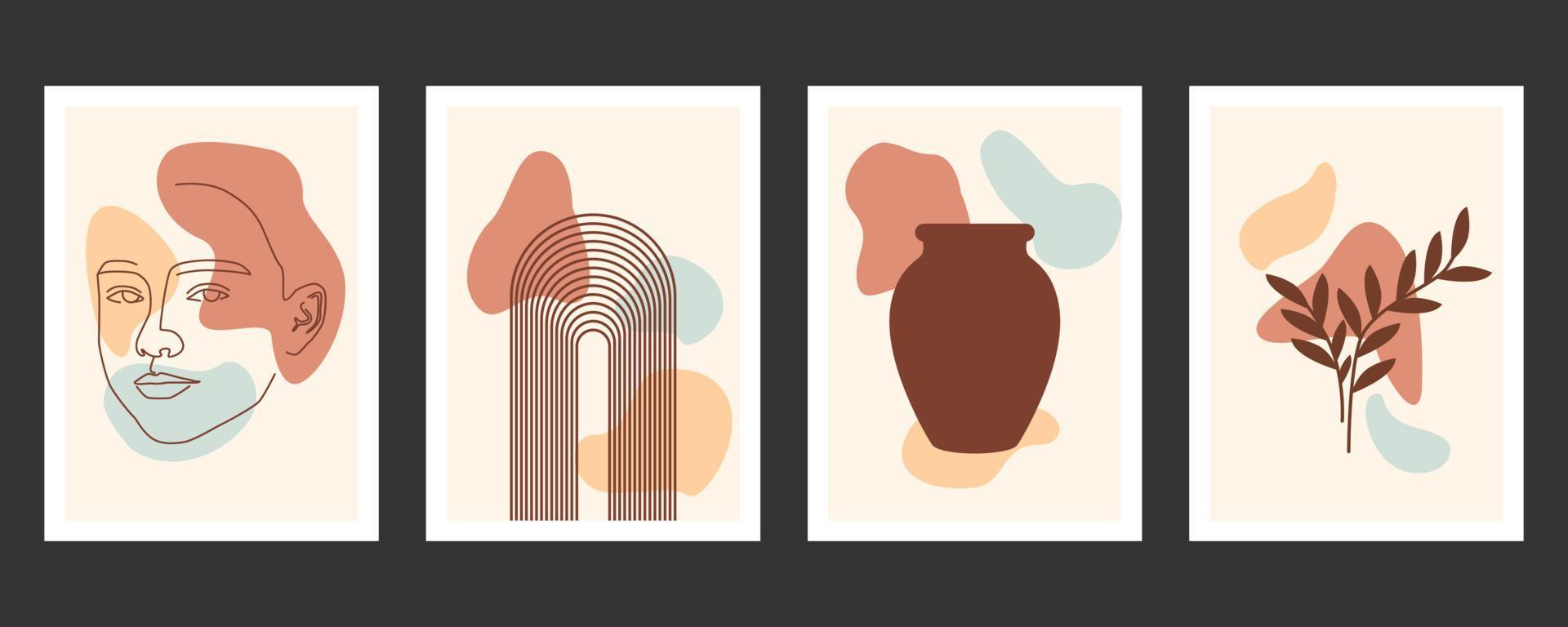 Abstract boho shape set vector