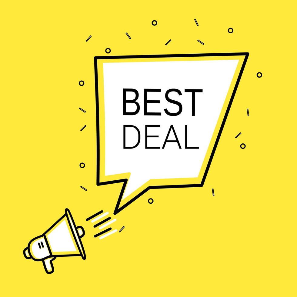 Best deal banner, ribbon, megaphone icon flat design. Vector