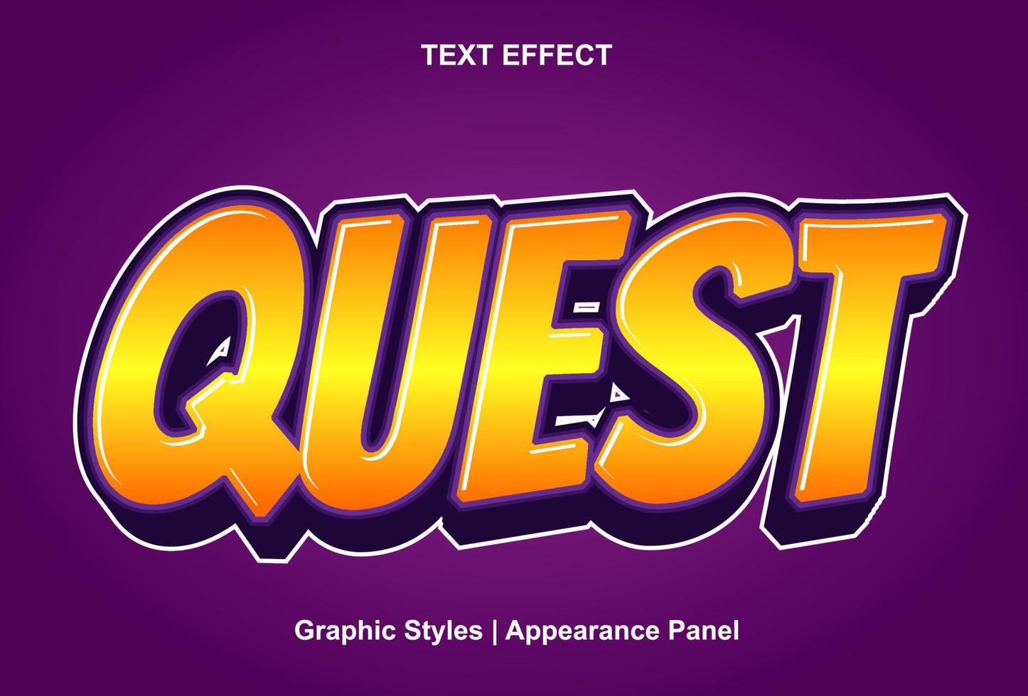quest text effect with orange color 3d style and editable vector