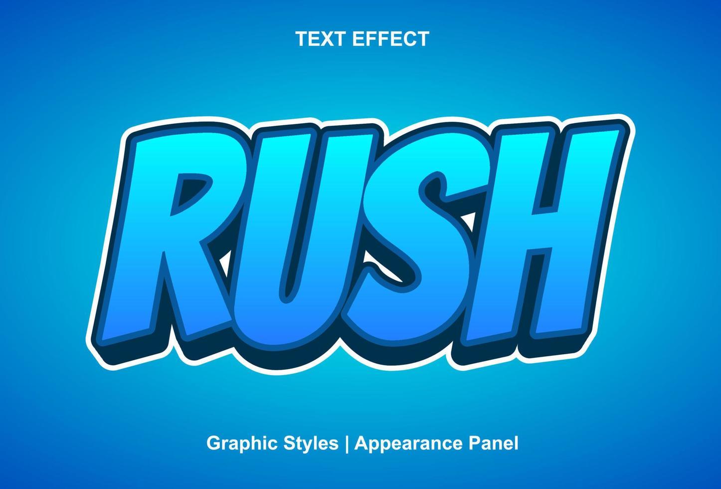 rush text effect with blue color 3d style. vector