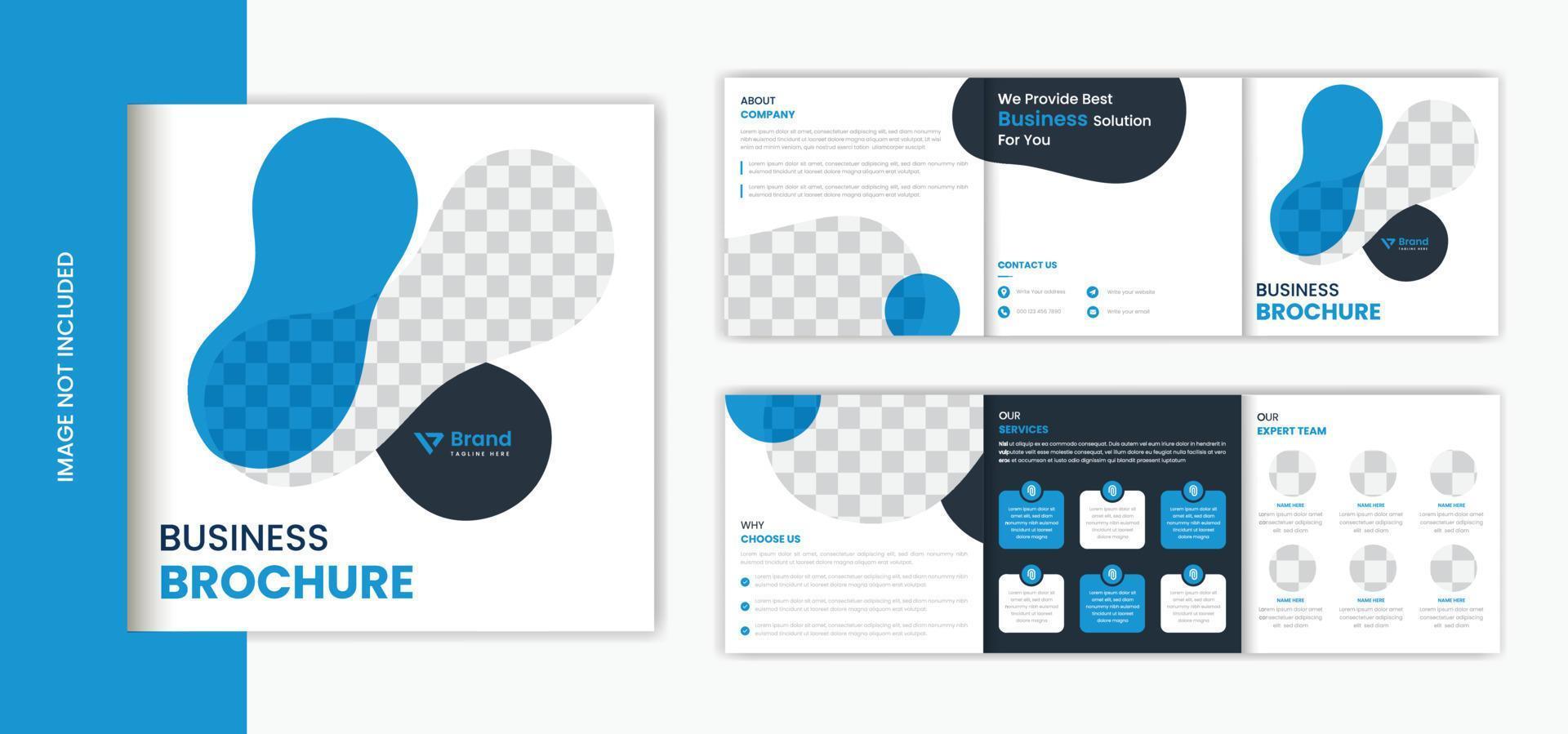 Blue corporate trifold square brochure design template vector