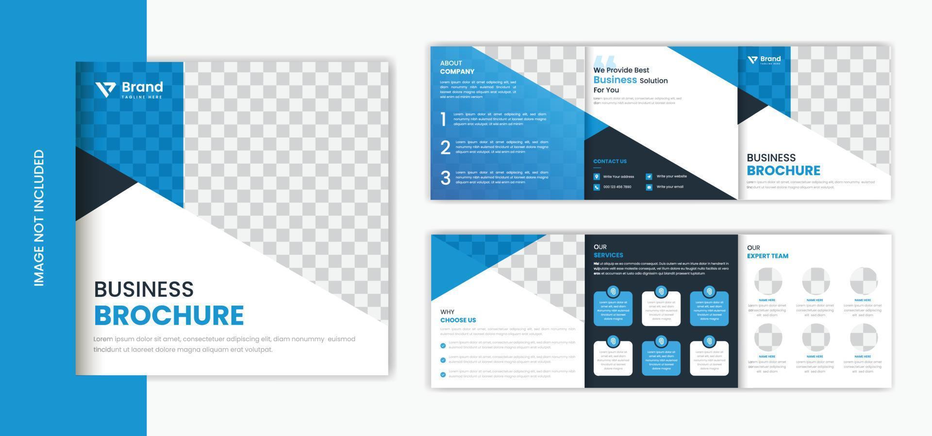 Blue Business trifold square brochure design template with abstract shape vector