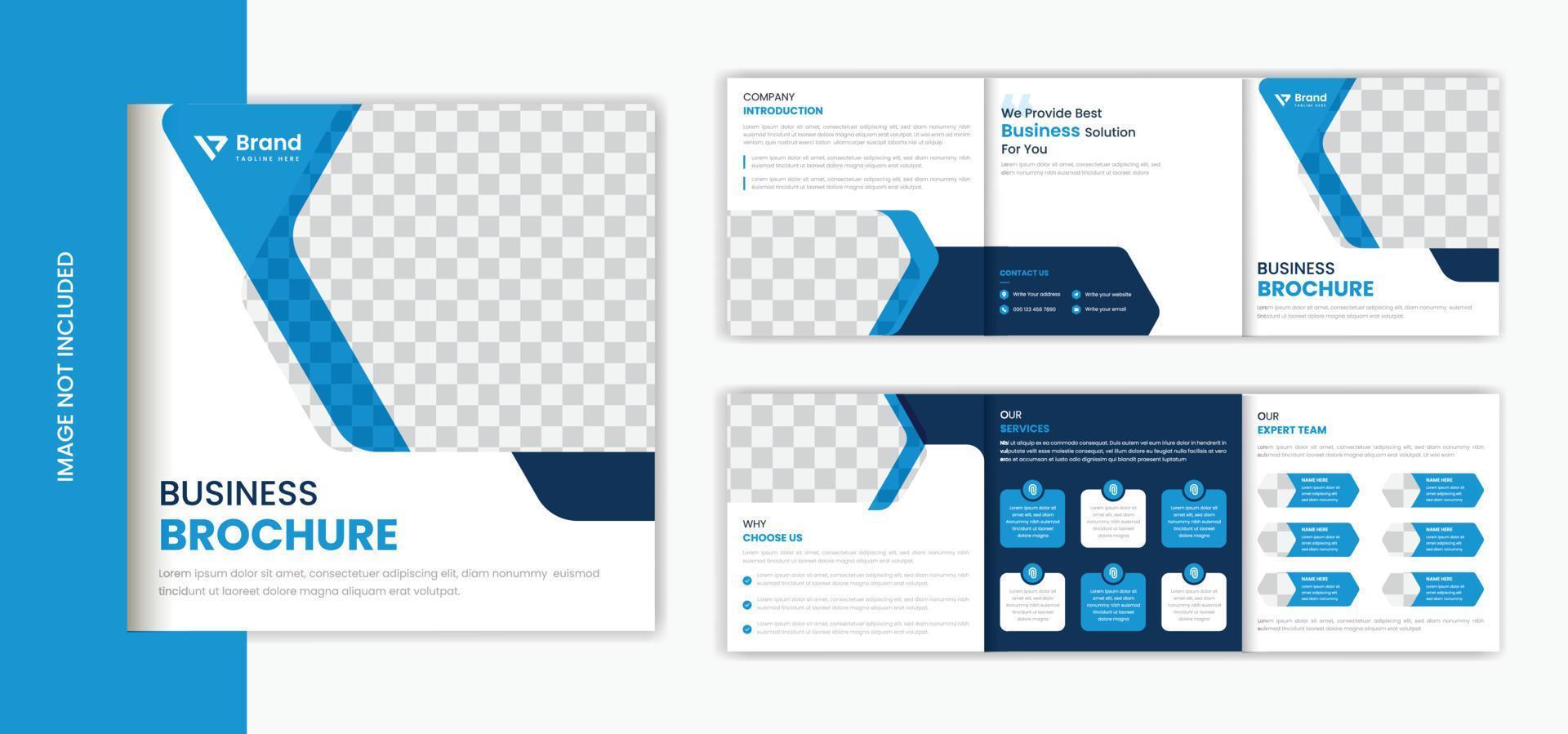 Corporate trifold square brochure design template with business portfolio vector