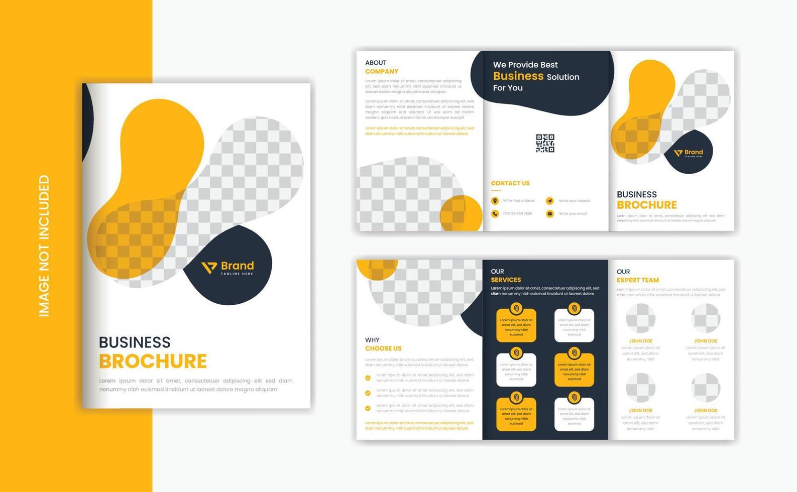 Organic shape modern corporate trifold A5 brochure design template vector