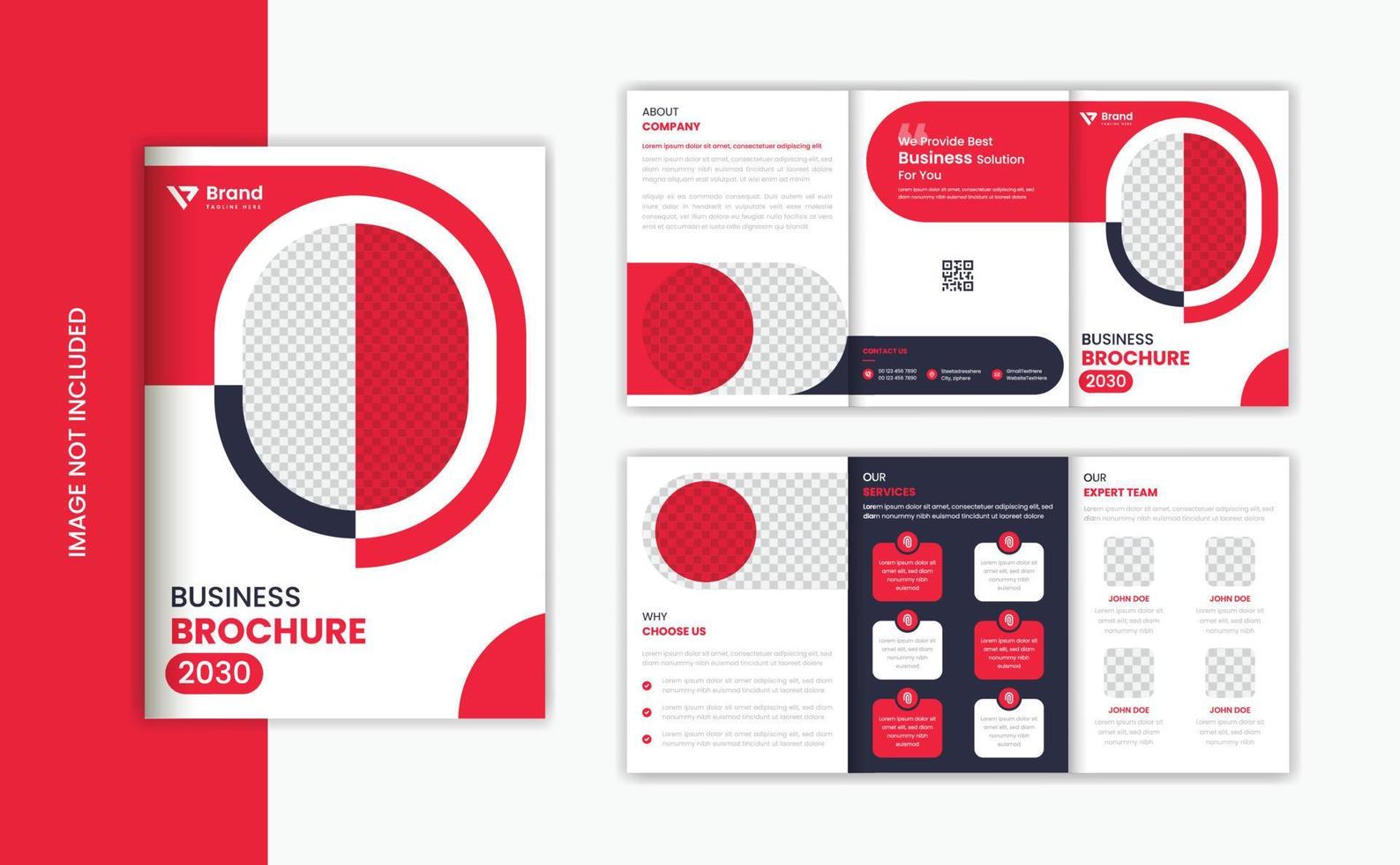 plantilla de diseño de folleto a5 tríptico corporativo rojo para cartera de negocios vector