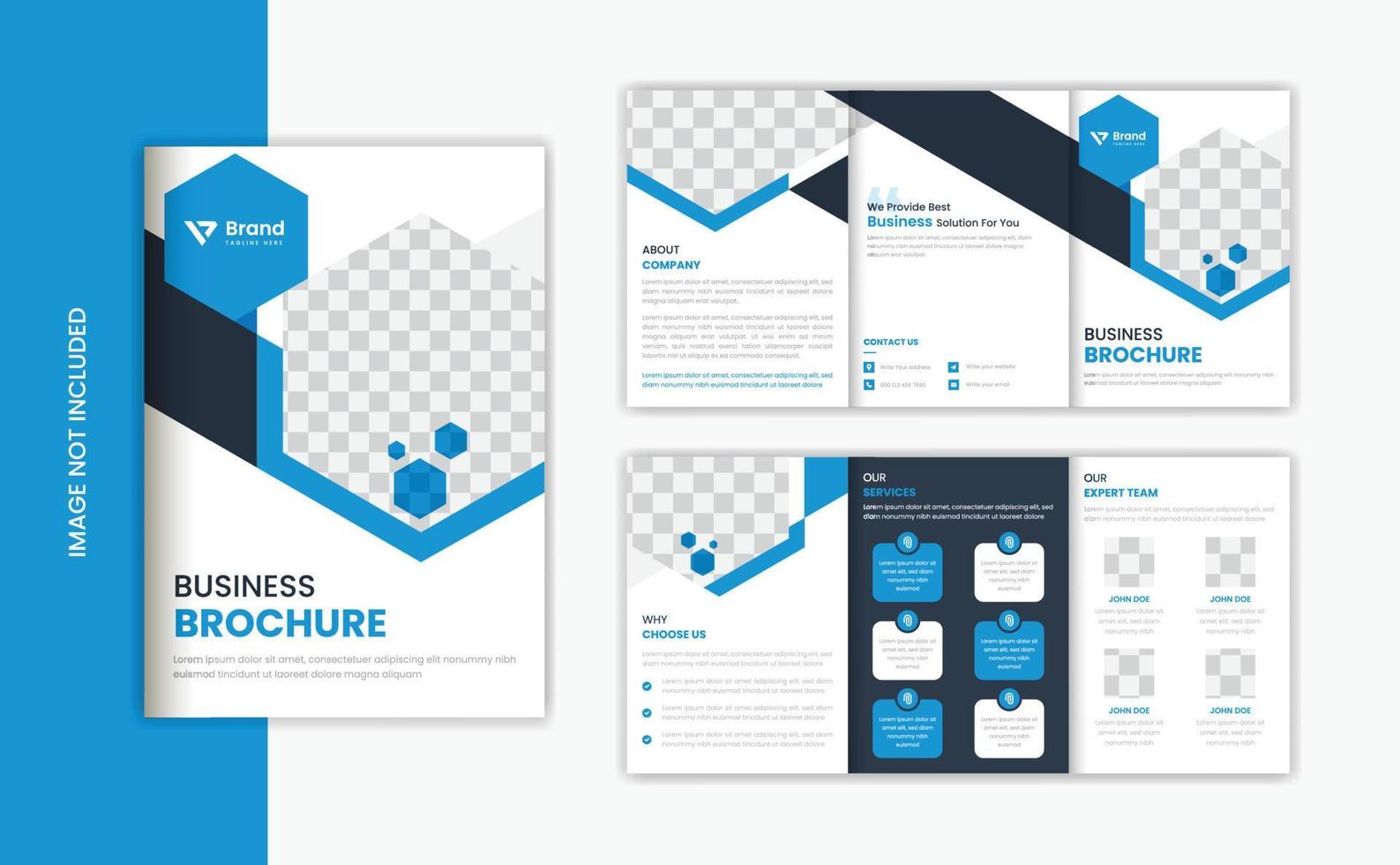 Blue Business trifold A5 brochure design template vector for corporate