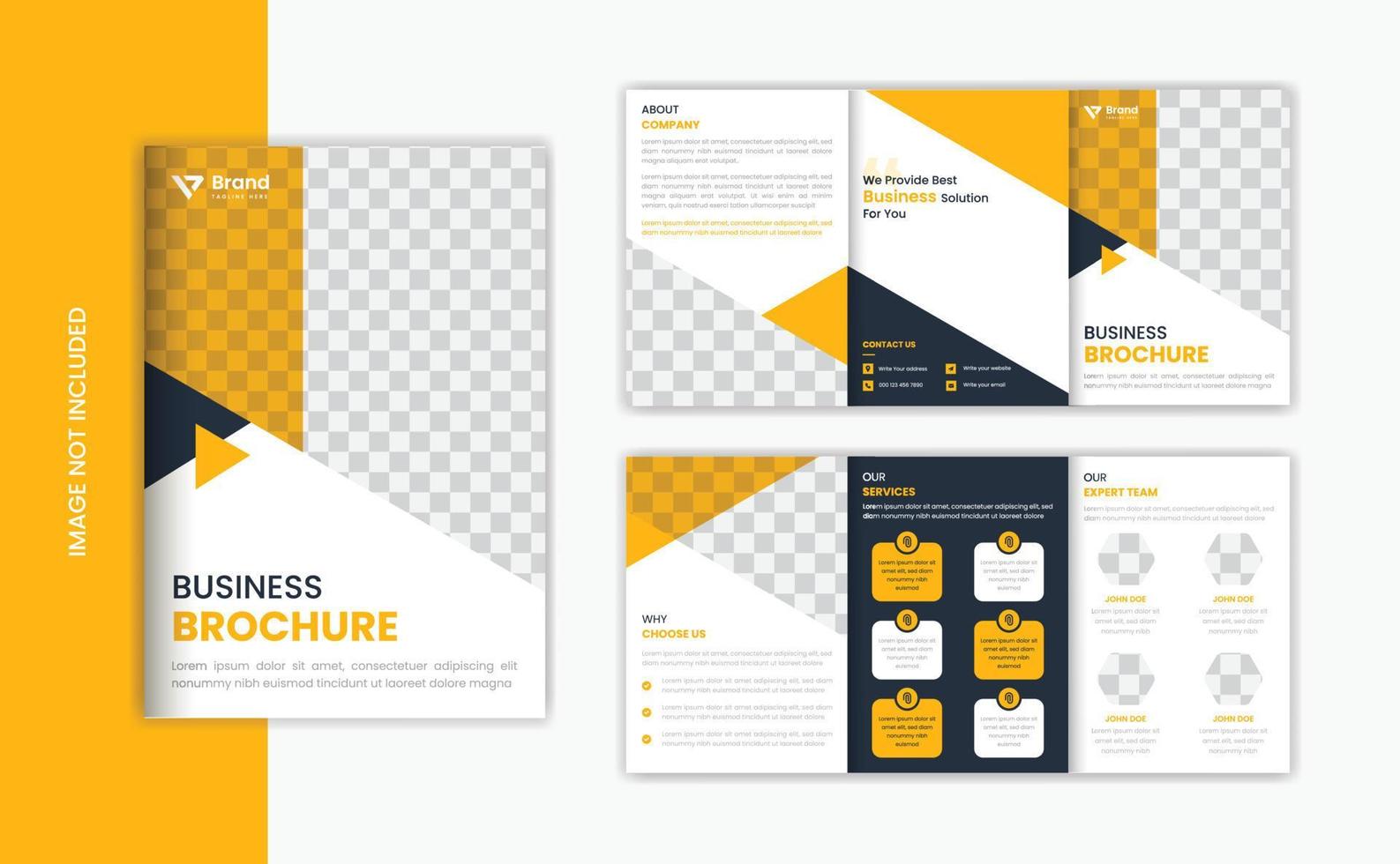 Yellow corporate trifold A5 brochure design template vector