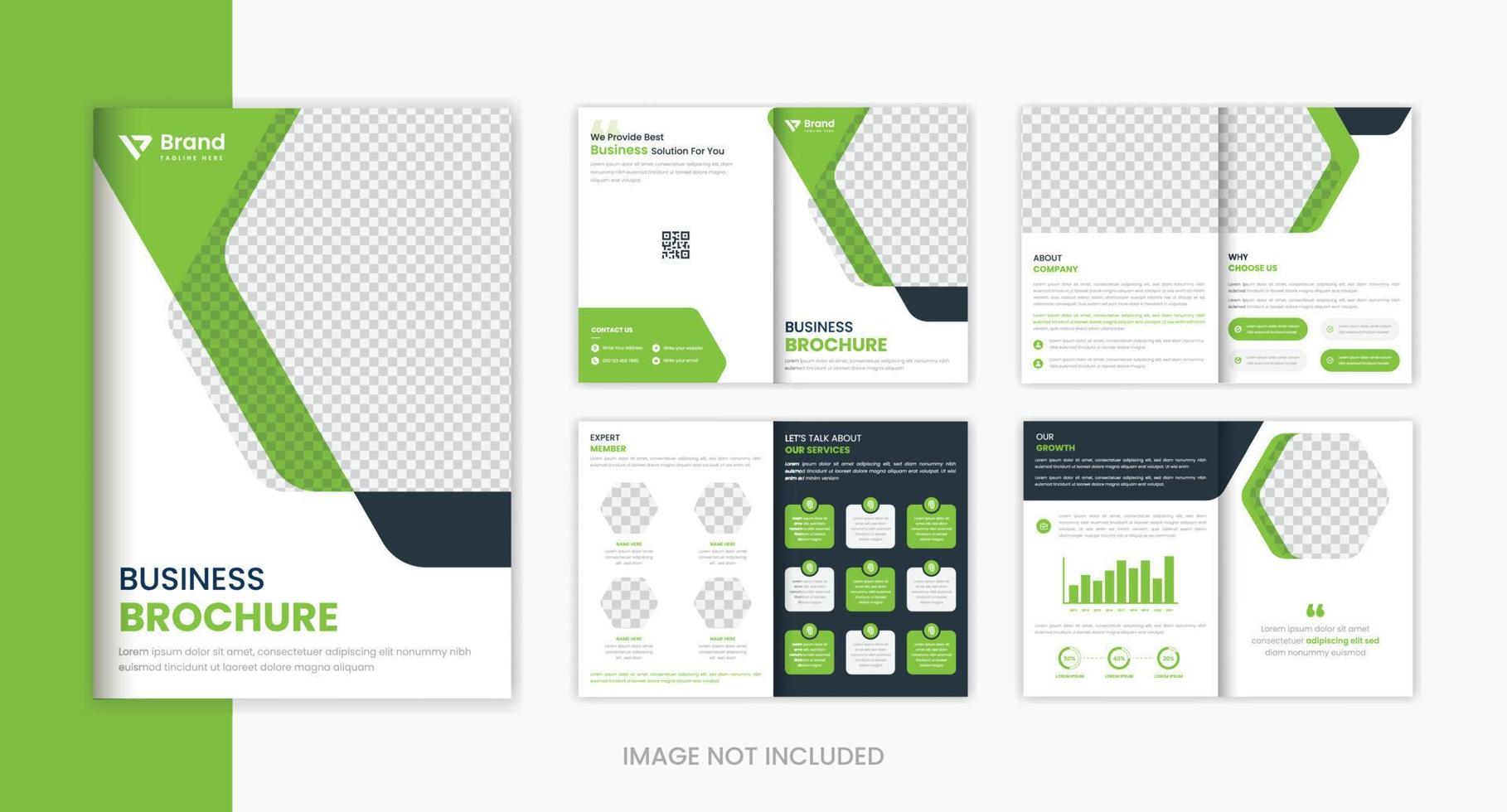 Business 8 page brochure design template vector