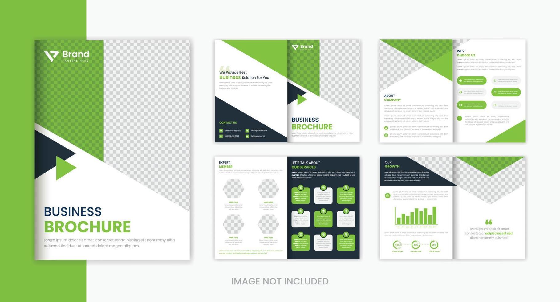 abstract corporate 8 page brochure design template for business profile vector