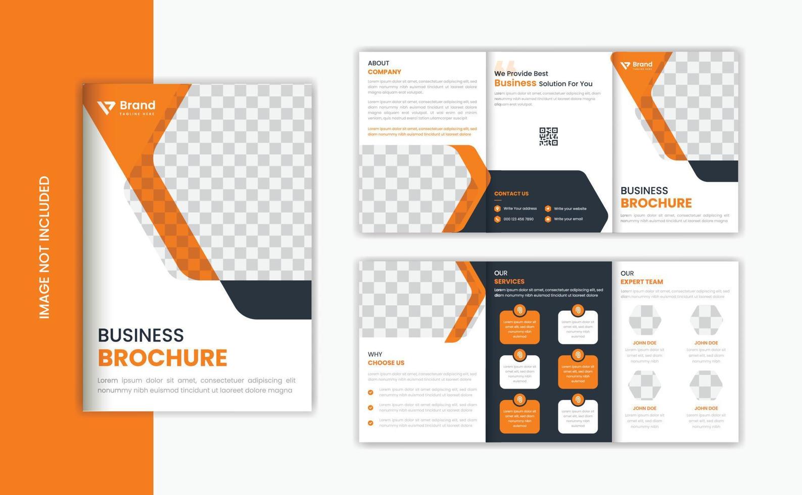 Orange corporate trifold A5 brochure design template vector