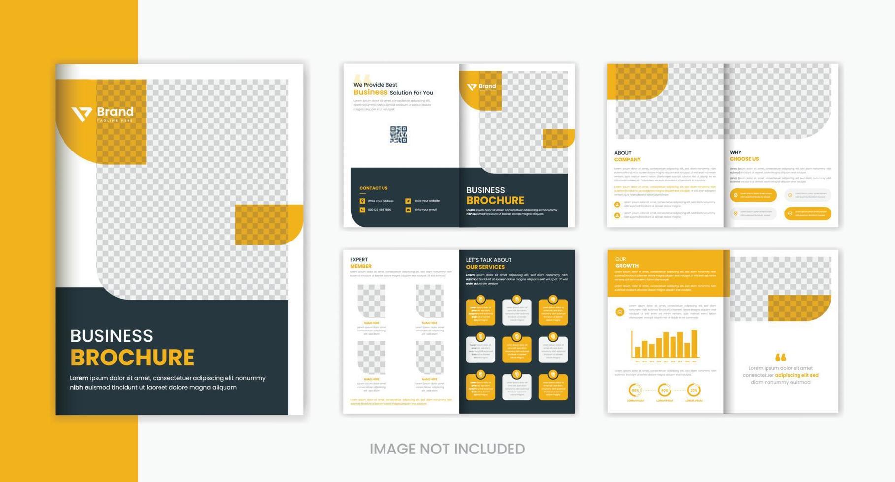 Minimal corporate 8 page brochure design template for business profile vector