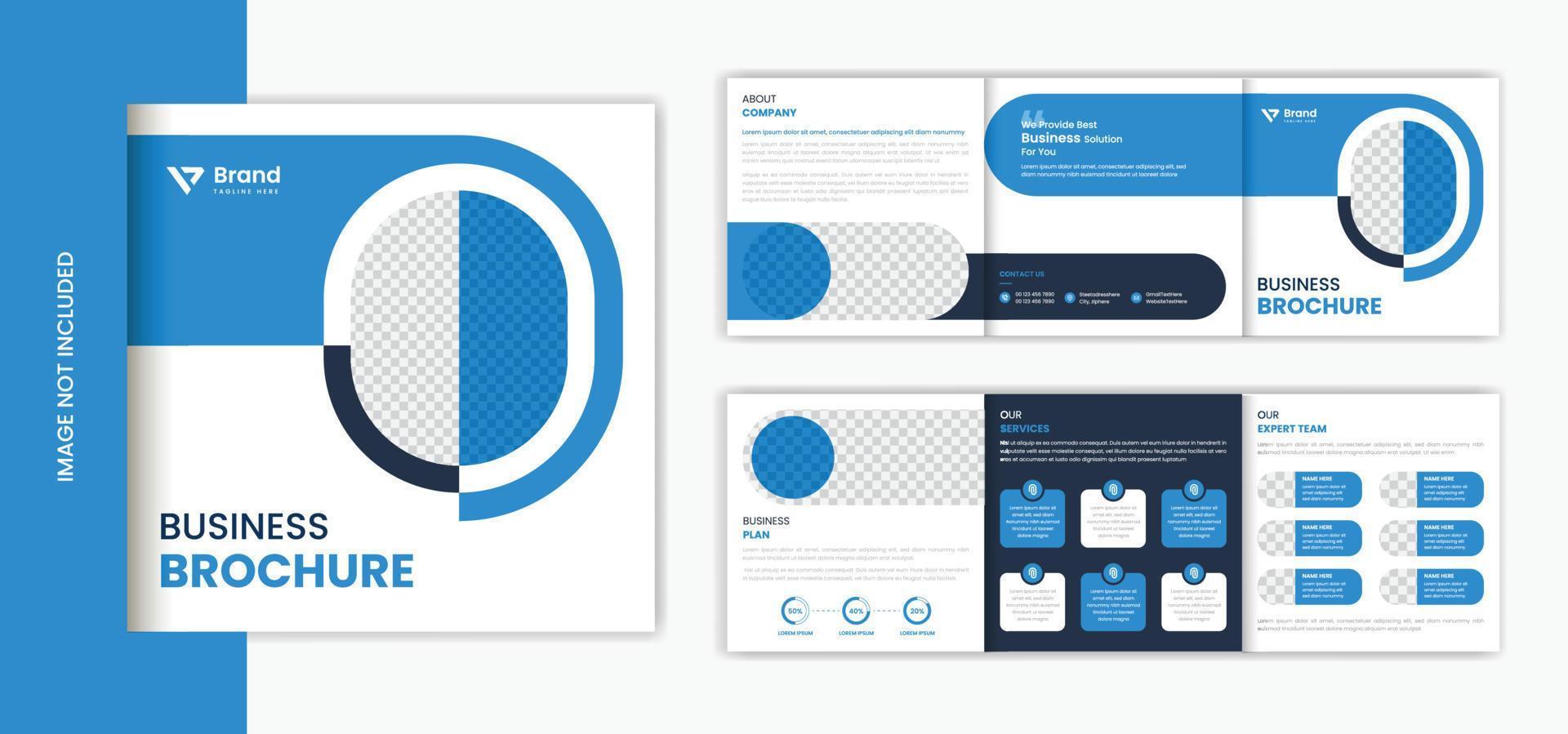 plantilla de diseño de folleto tríptico cuadrado corporativo azul vector