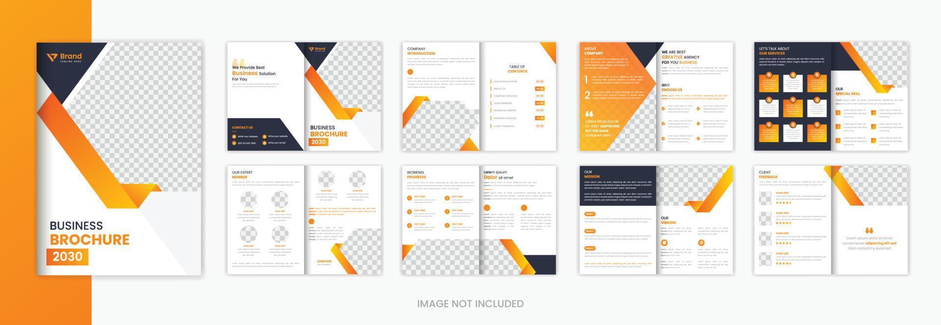 Orange gradient corporate 16 page brochure design template for business vector